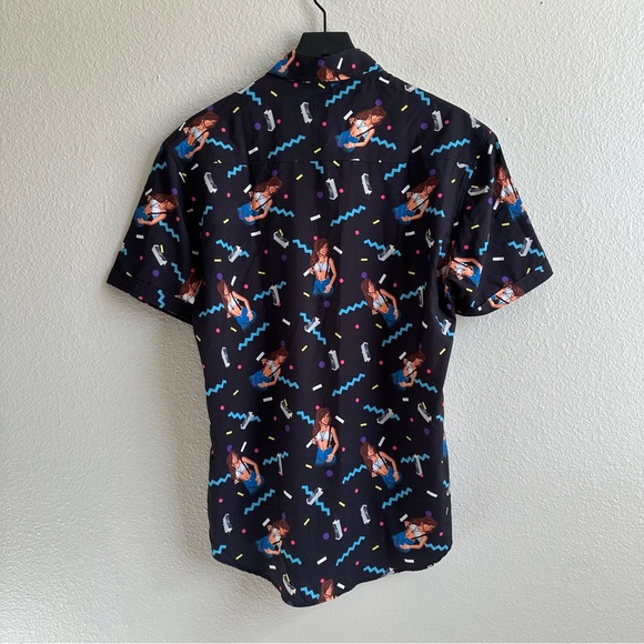 RSVLTS x Saved By The Bell Kelly Kapowski Short Sleeve Button Up Black Medium - Picture 9 of 9